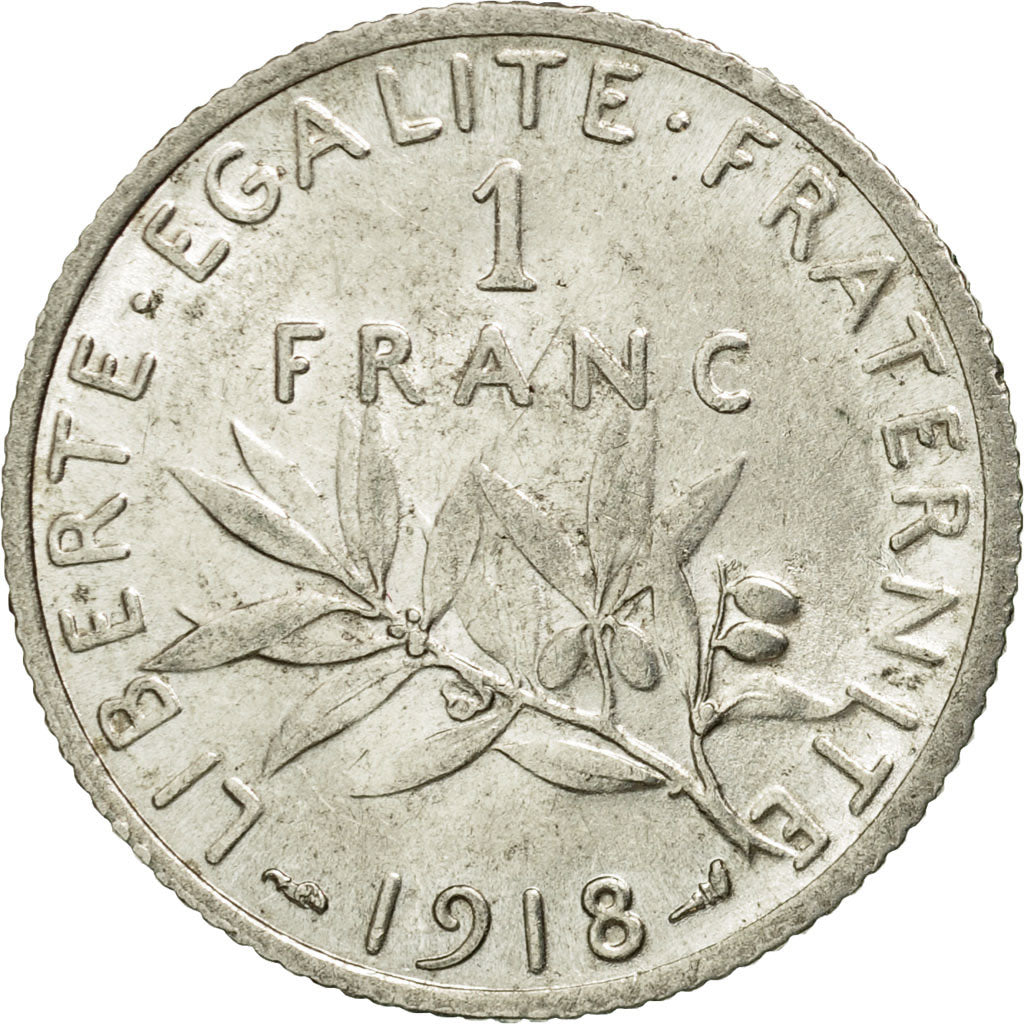 Coin, France, Semeuse, Franc, 1918, Paris, EF(40-45), Silver, KM:844.1