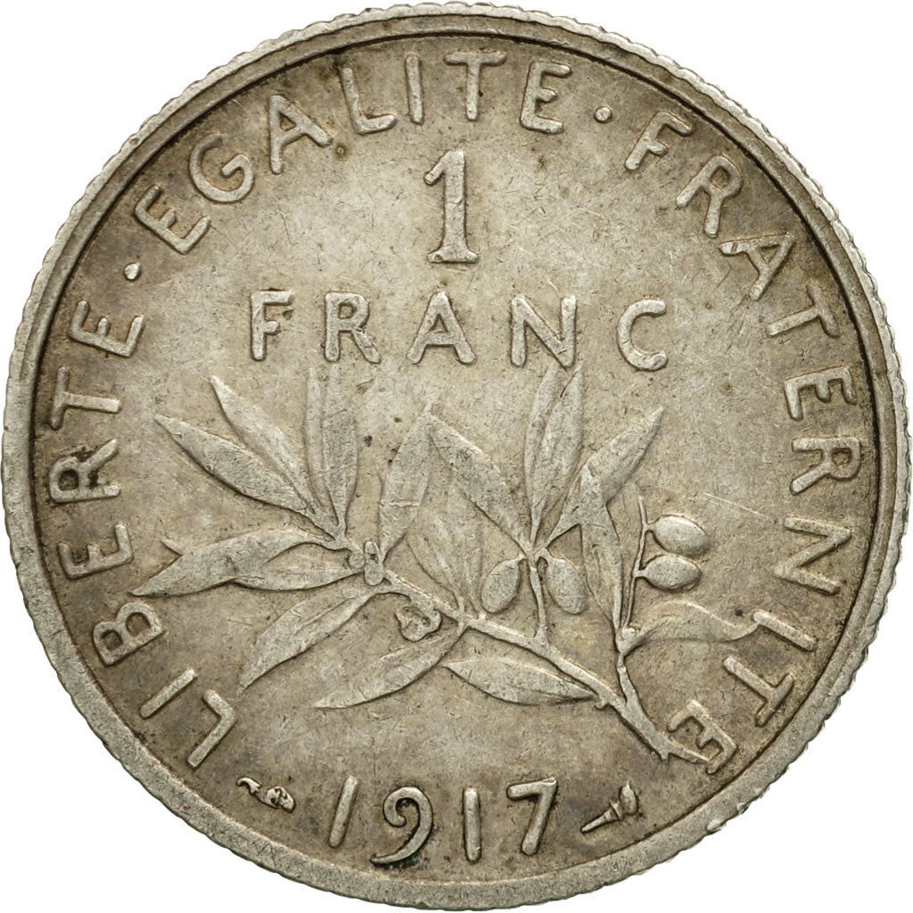 Coin, France, Semeuse, Franc, 1917, Paris, EF(40-45), Silver, KM:844.1