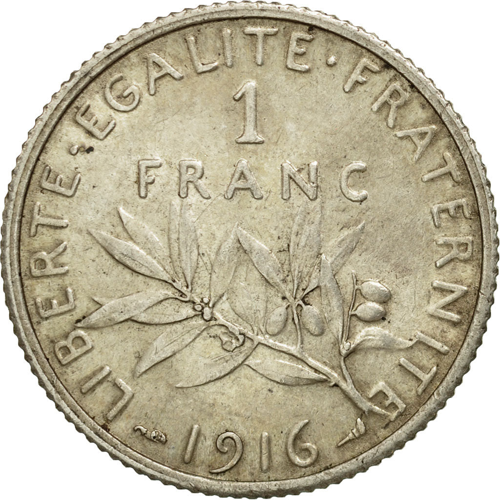 Monnaie, France, Semeuse, Franc, 1916, Paris, TTB, Argent, Gadoury:467, KM:844.1