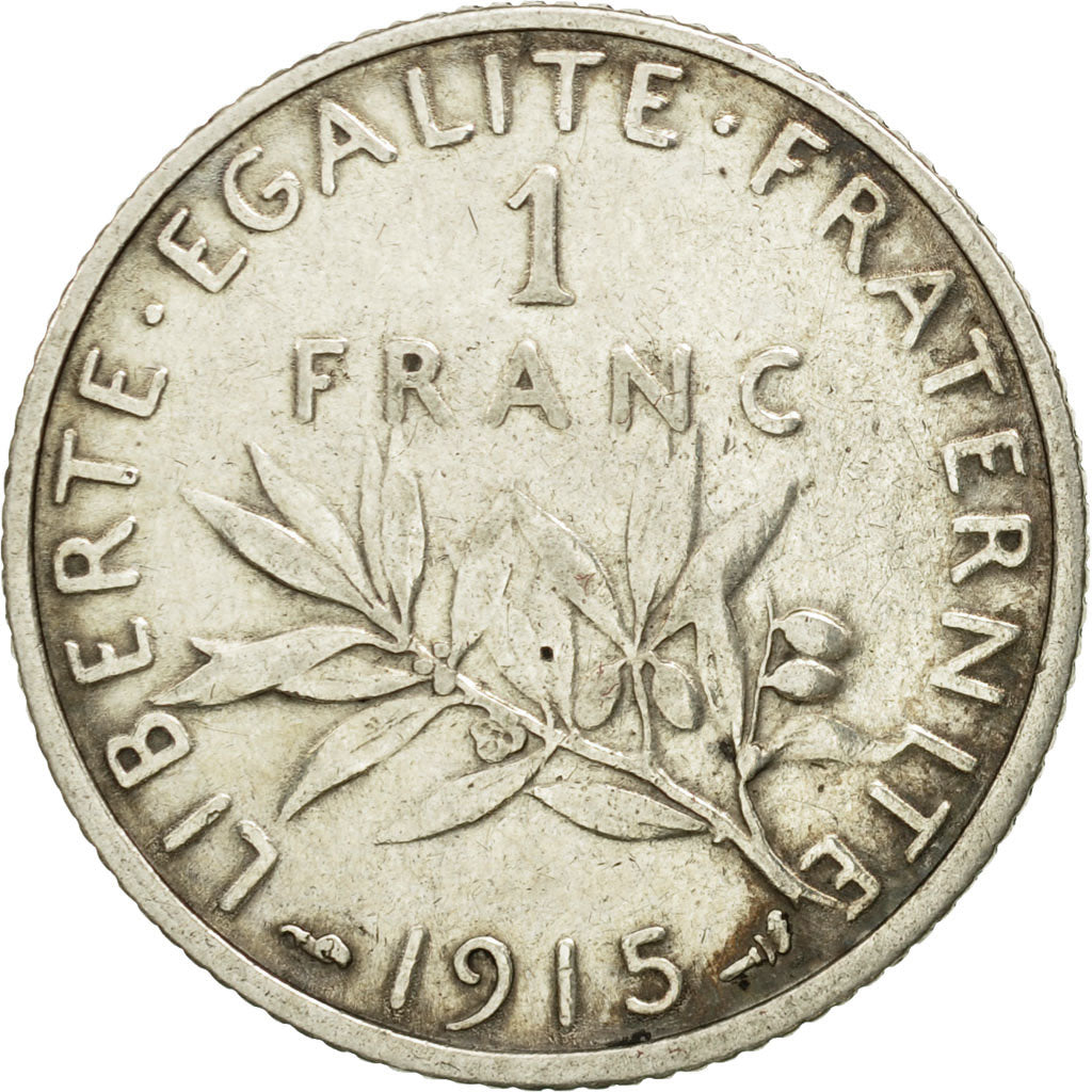 Coin, France, Semeuse, Franc, 1915, Paris, EF(40-45), Silver, KM:844.1