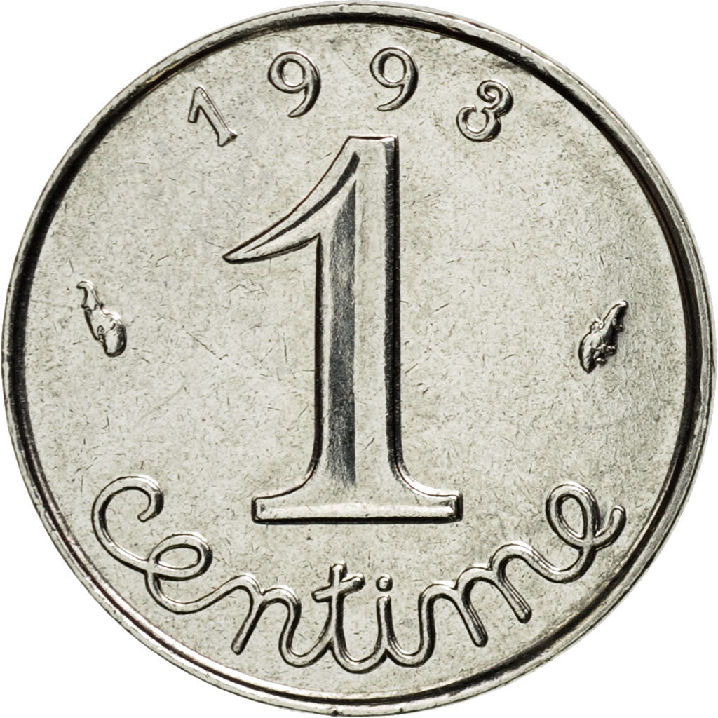 Coin, France, Épi, Centime, 1993, Paris, MS(63), Stainless Steel, KM:928