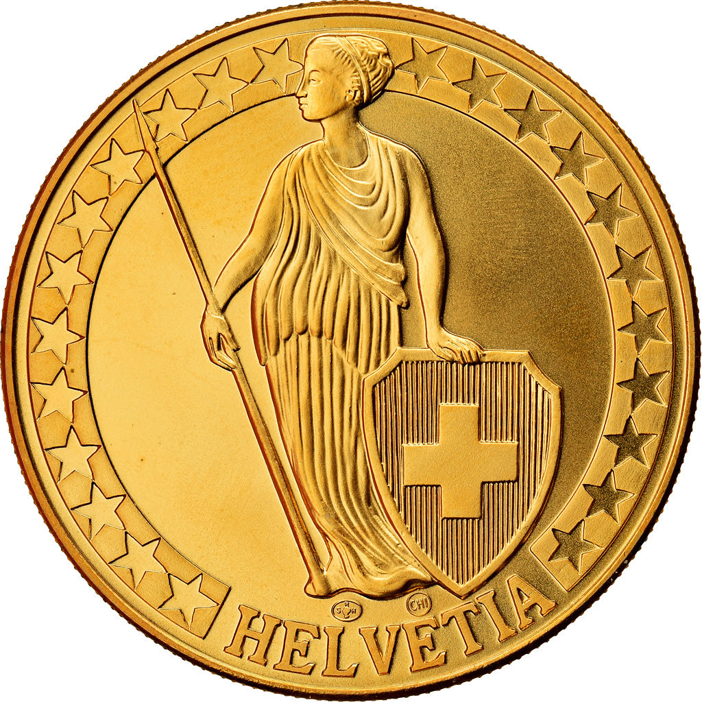Switzerland, Medal, Il Lago Ritom, I Laghi Svizzeri, MS(64), Copper-Nickel Gilt