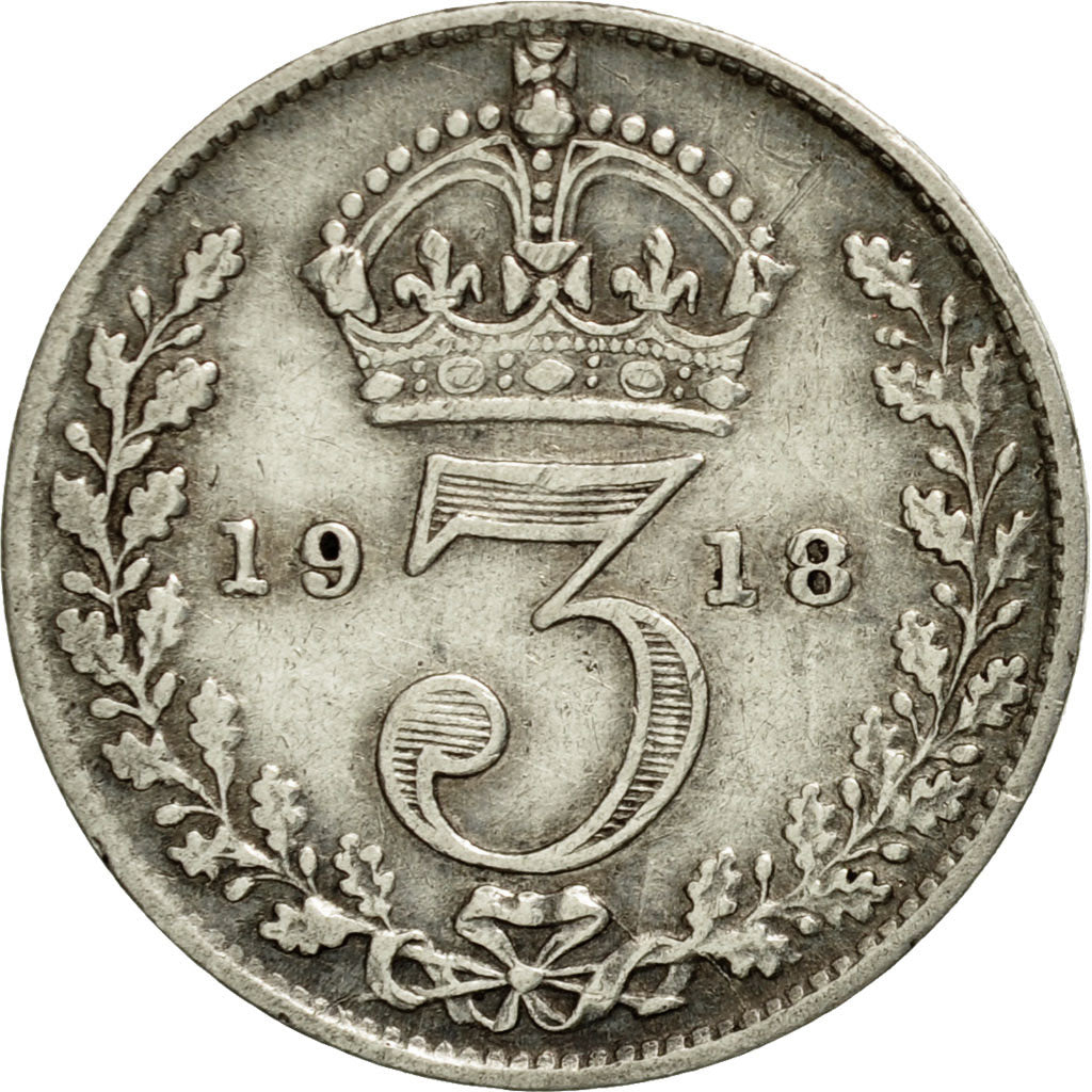 Coin, Great Britain, George V, 3 Pence, 1918, EF(40-45), Silver, KM:813