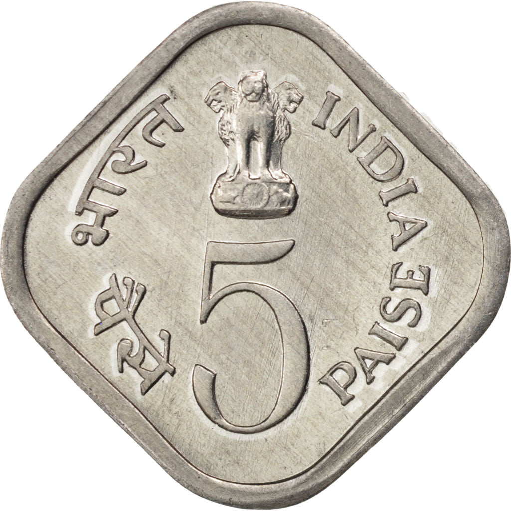 INDIA-REPUBLIC, 5 Paise, 1976, Bombay, KM #19, MS(63), Aluminum, 22, 1.47