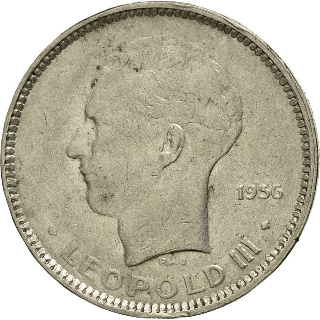 Coin, Belgium, 5 Francs, 5 Frank, 1936, EF(40-45), Nickel, KM:109.1
