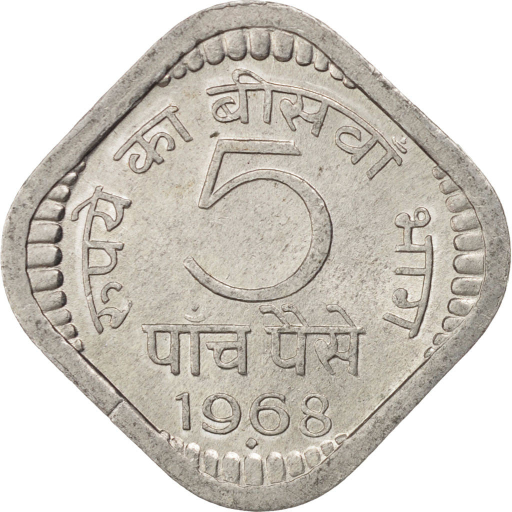 Münze, INDIA-REPUBLIC, 5 Paise, 1968, Bombay, UNZ, Aluminium, KM:18.3