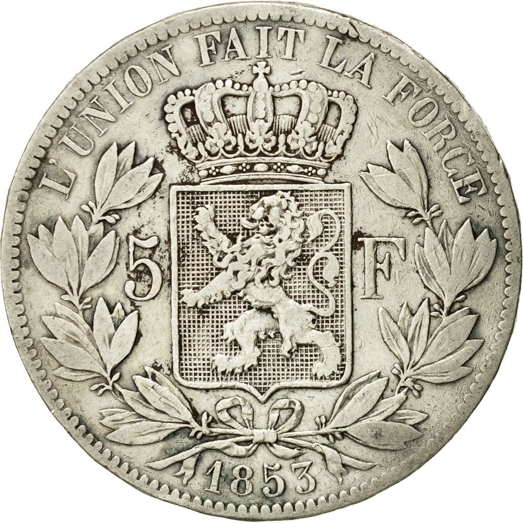 Monnaie, Belgique, Leopold I, 5 Francs, 5 Frank, 1853, TB+, Argent, KM:17