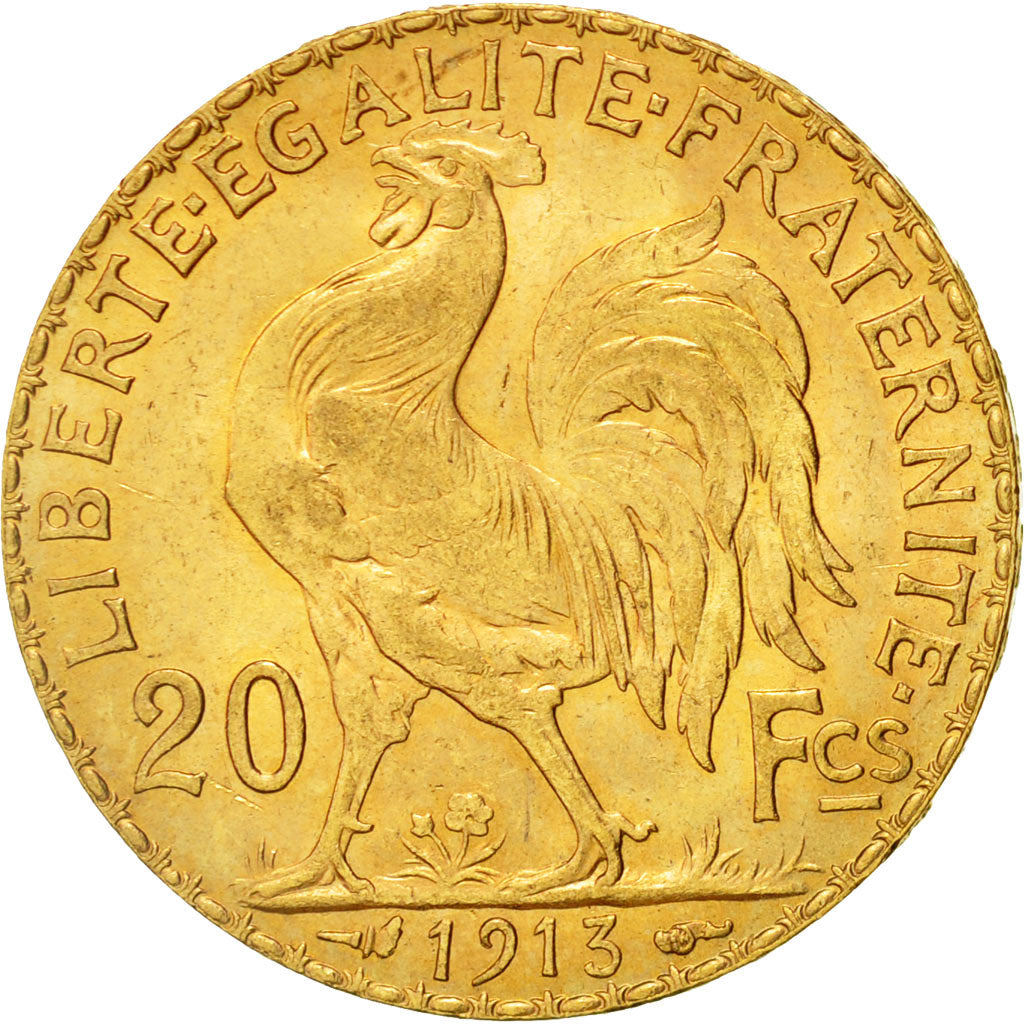 Coin, France, Marianne, 20 Francs, 1913, AU(55-58), Gold, KM:857, Gadoury:1064a