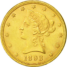 Moneta, Stati Uniti, Coronet Head, $10, 1893, Philadelphia, BB+, Oro, KM 102