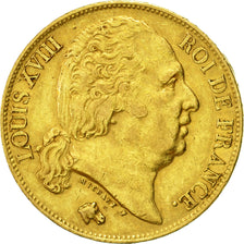 Moneta, Francia, Louis XVIII, 20 Francs, 1817, Paris, BB+, Oro, KM 712.1