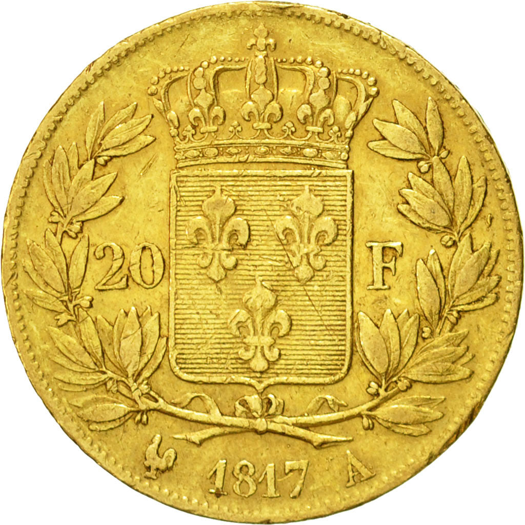 Moneta, Francia, Louis XVIII, 20 Francs, 1817, Paris, BB+, Oro, KM 712.1