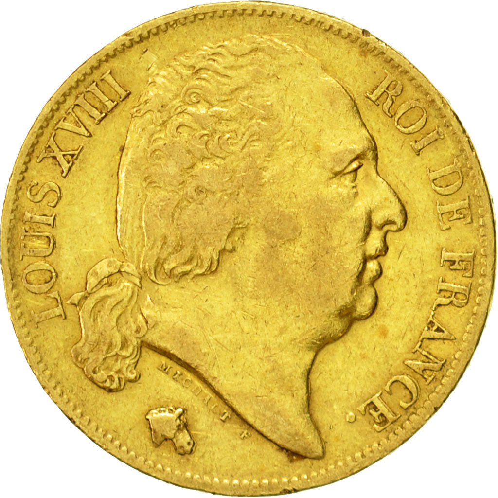 Coin, France, Louis XVIII, 20 Francs, 1819, Lille, VF(30-35), Gold, KM 712.9