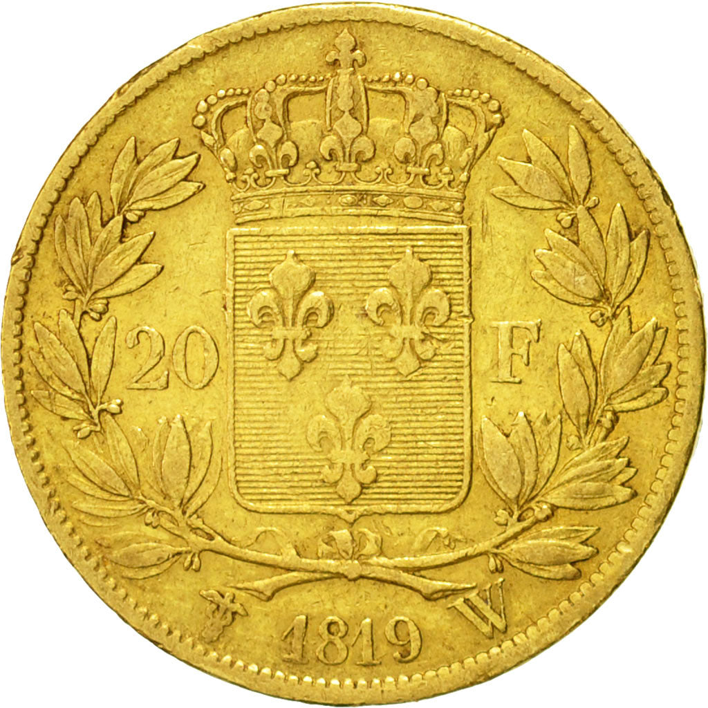 Coin, France, Louis XVIII, 20 Francs, 1819, Lille, VF(30-35), Gold, KM 712.9