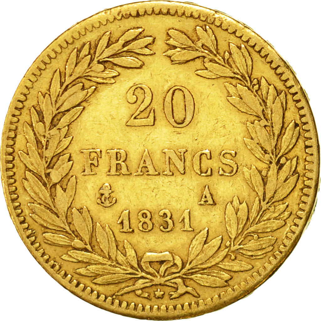Moneda, Francia, Louis-Philippe, 20 Francs, 1831, Paris, MBC, Oro, KM:739.1