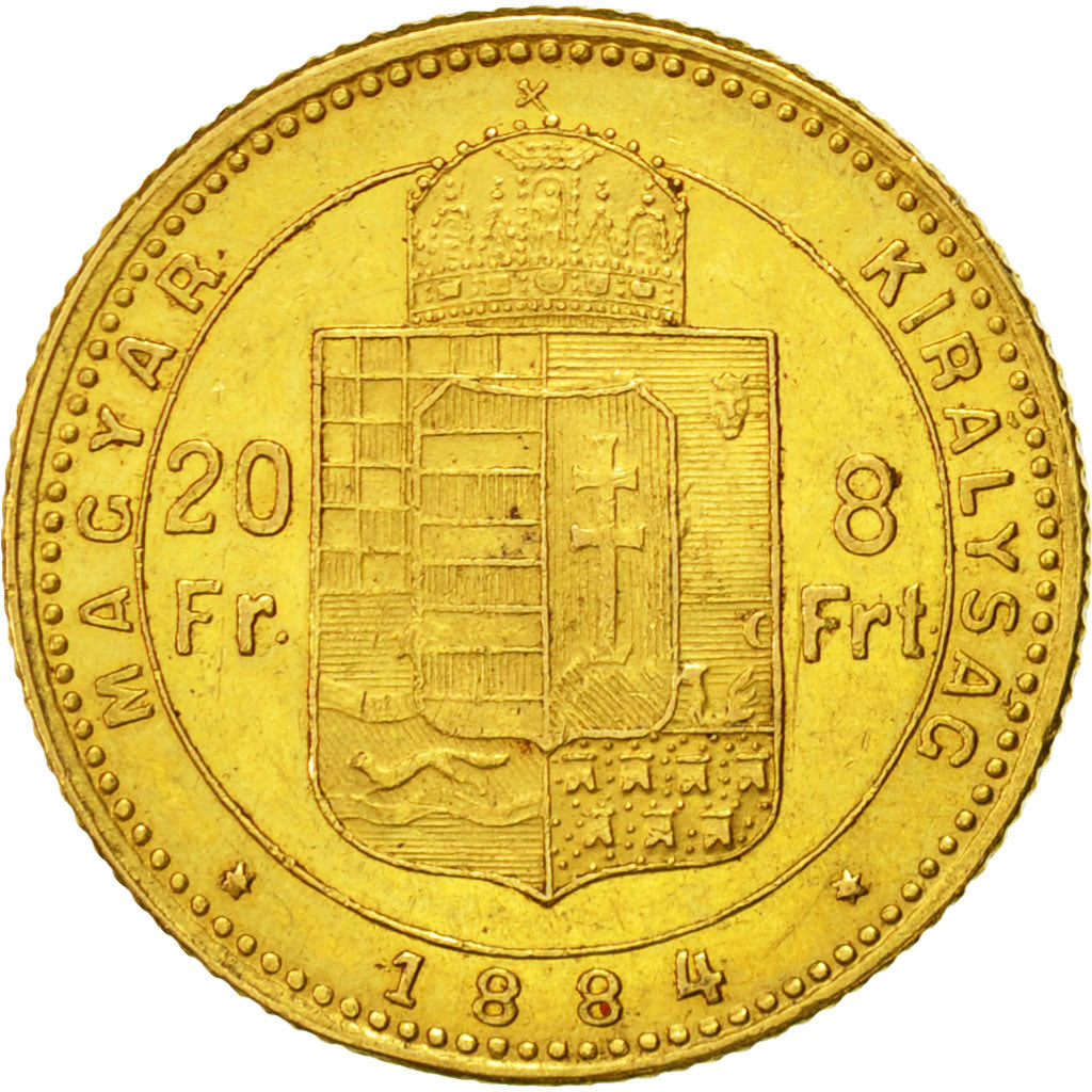 Moneda, Hungría, Franz Joseph I, 20 Francs, 1884, Kormoczbanya, EBC, KM 467