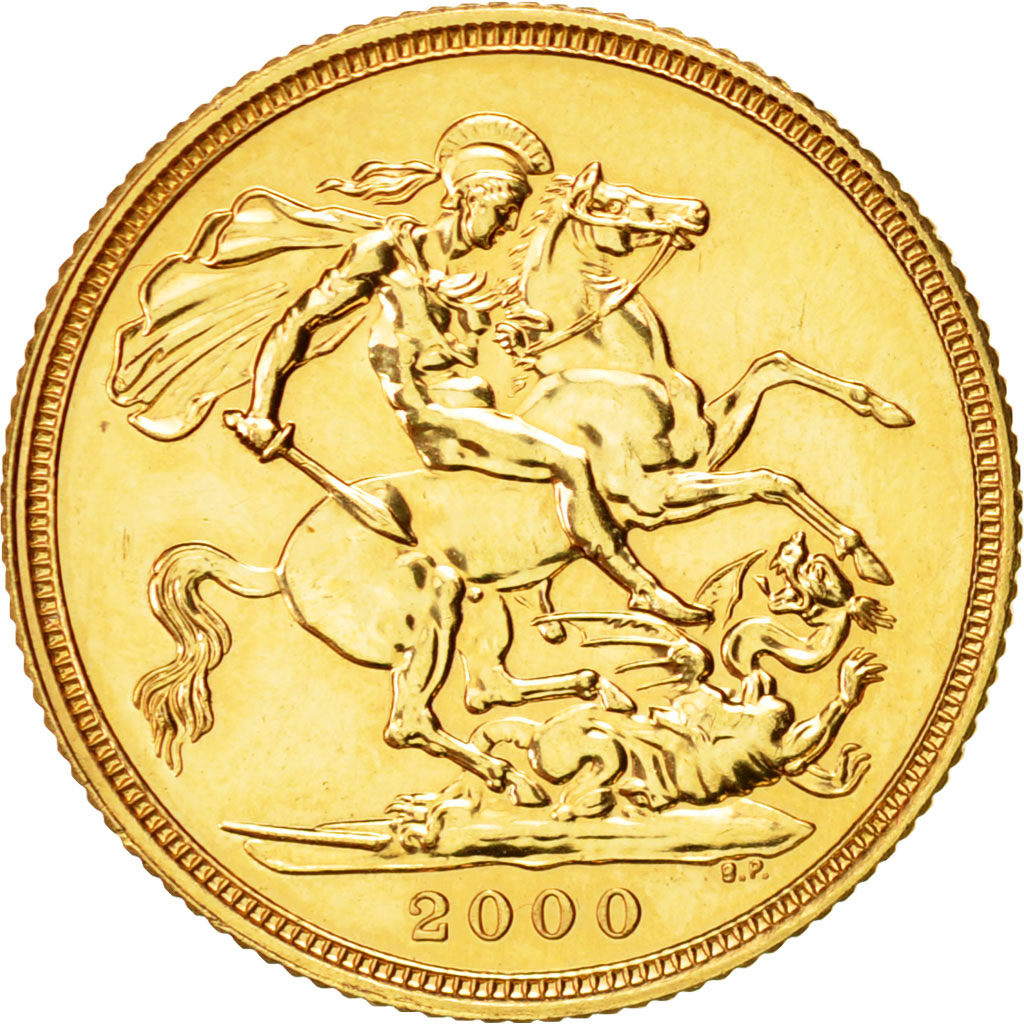 Coin, Great Britain, Elizabeth II, Sovereign, 2000, MS(63), Gold, KM:1002