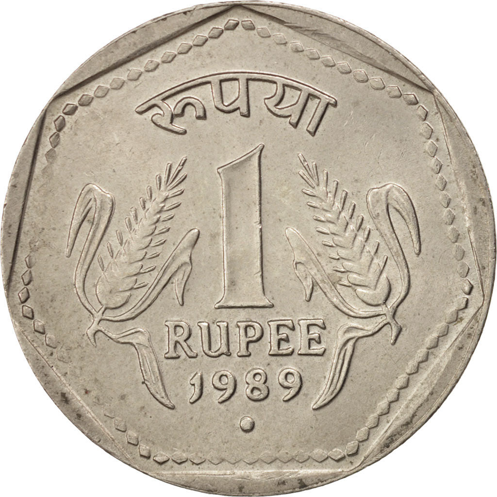 Coin, INDIA-REPUBLIC, Rupee, 1989, MS(60-62), Copper-nickel, KM:79.1
