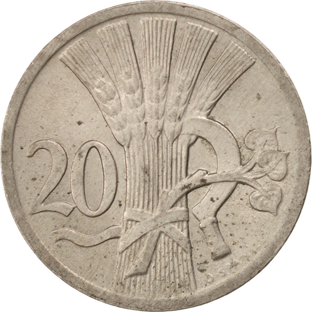 Coin, Czechoslovakia, 20 Haleru, 1928, AU(55-58), Copper-nickel, KM:1