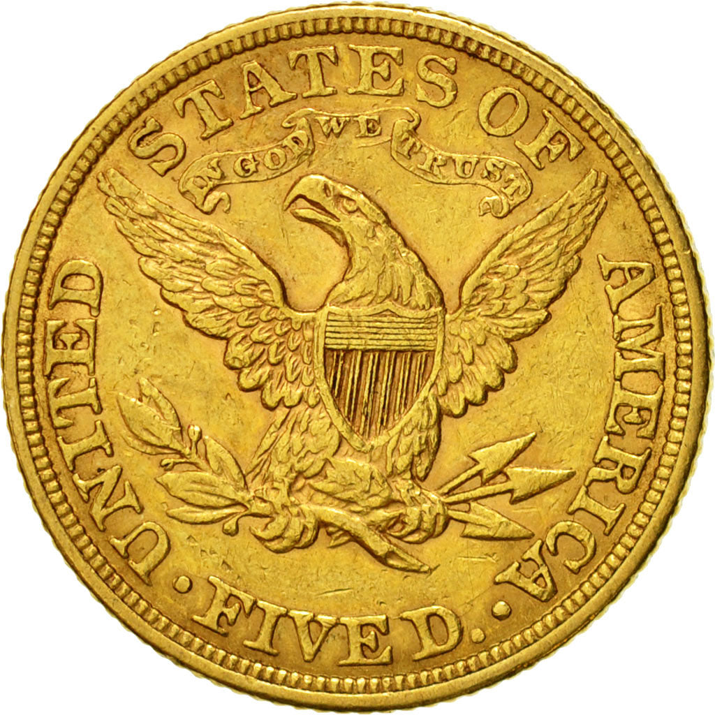 Moneta, Stati Uniti, Coronet Head, $5, 1880, Philadelphie, BB+, Oro, KM 101