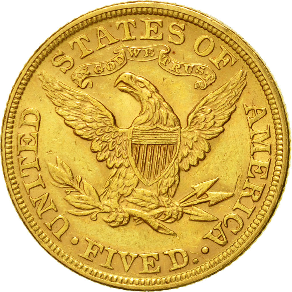 Moneda, Estados Unidos, Coronet Head, $5, 1895, Philadelphie, MBC+, Oro, KM 101