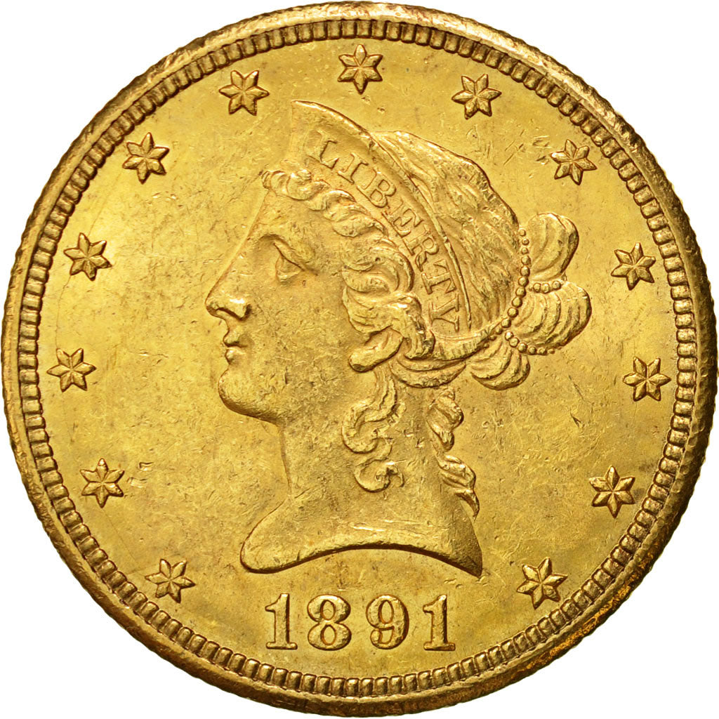 Coin, United States, Coronet Head, $10, 1891, Carson City, AU(50-53),Gold,KM 102