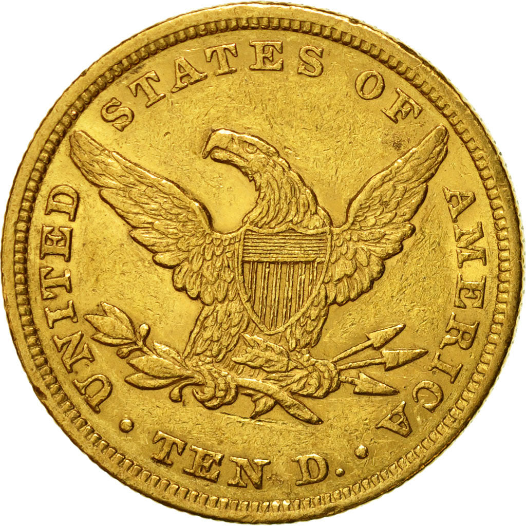 Coin, United States, Coronet Head, $10, 1855,Philadelphia,AU(50-53),Gold,KM 66.2
