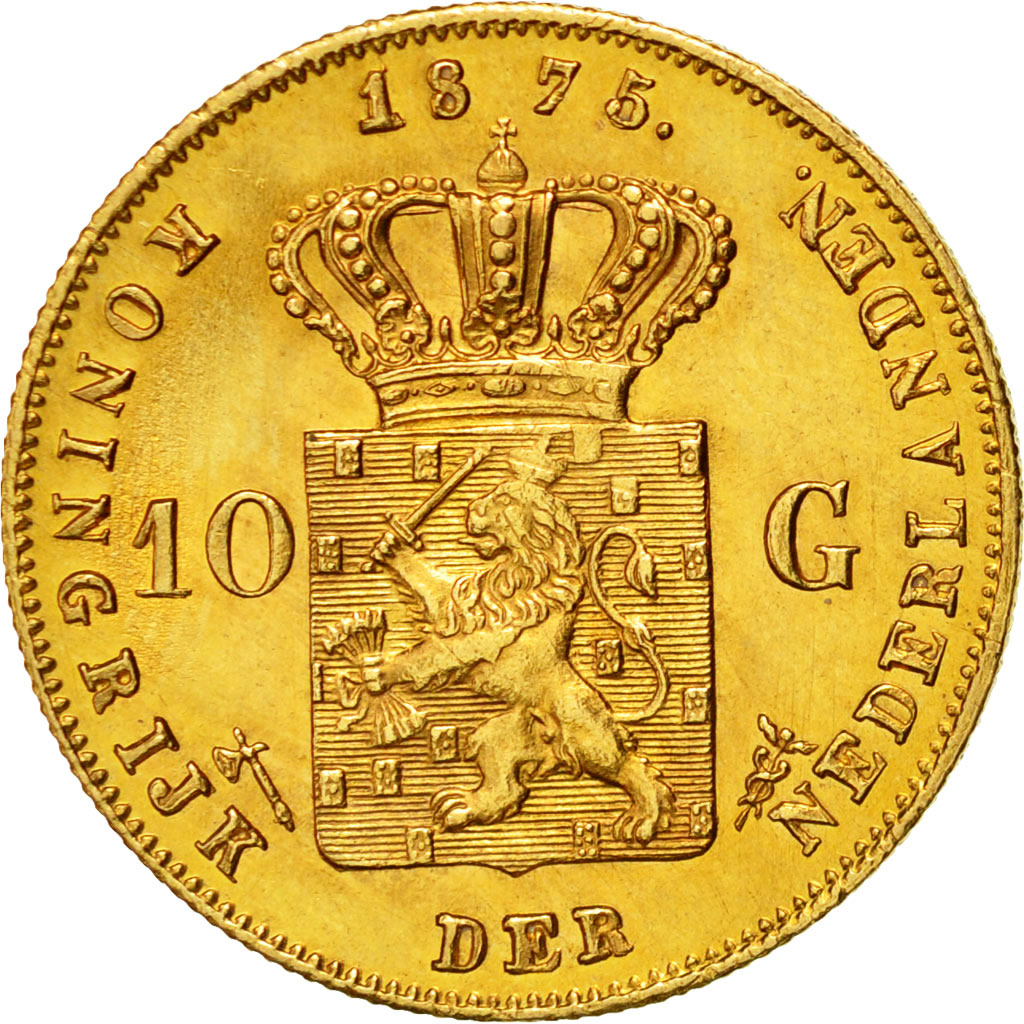 Monnaie, Pays-Bas, William III, 10 Gulden, 1875, SUP, Or, KM:105