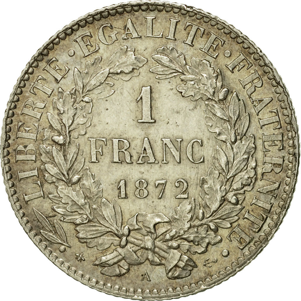 Coin, France, Cérès, Franc, 1872, Paris, AU(55-58), Silver, KM:822.1