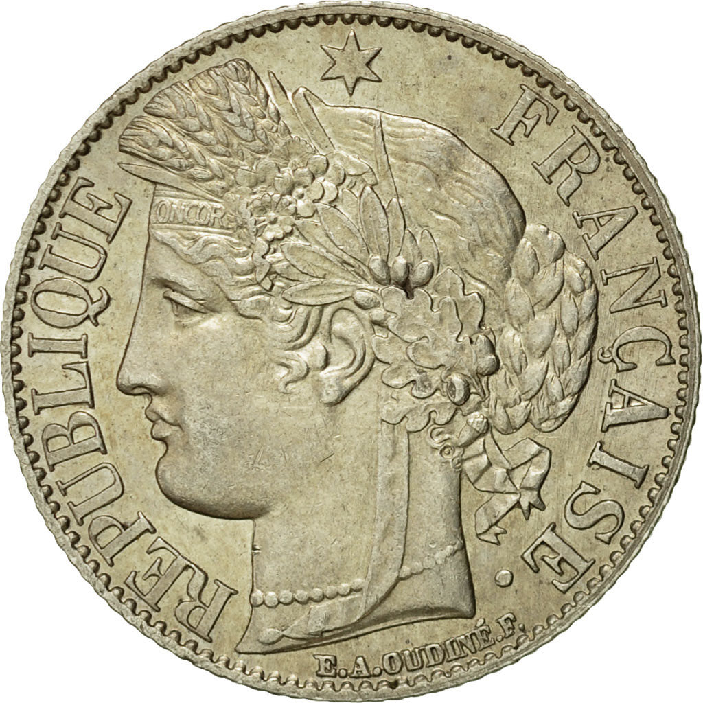 Coin, France, Cérès, Franc, 1872, Paris, AU(55-58), Silver, KM:822.1
