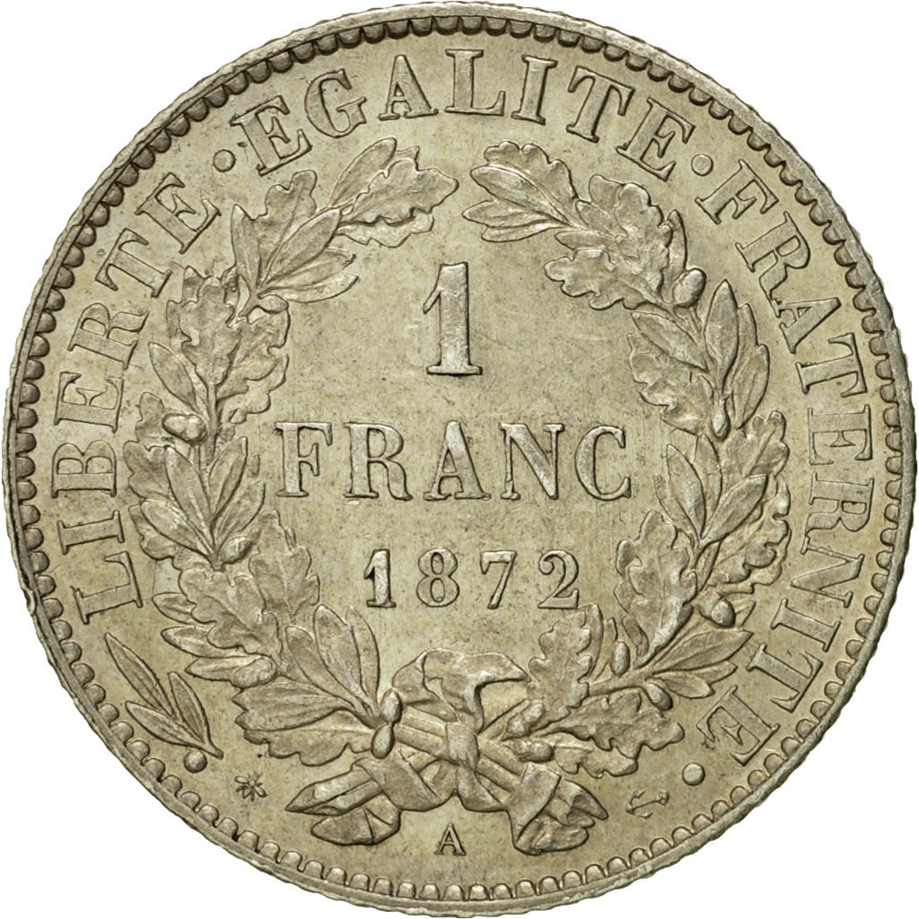 Coin, France, Cérès, Franc, 1872, Paris, AU(55-58), Silver, KM:822.1