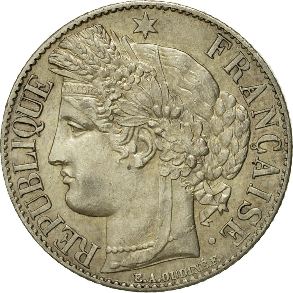 Coin, France, Cérès, Franc, 1871, Paris, AU(55-58), Silver, KM:822.1