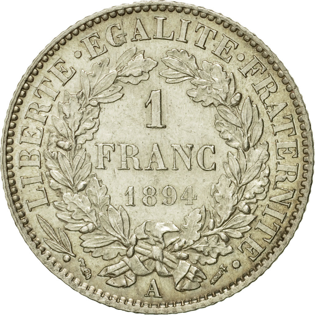Coin, France, Cérès, Franc, 1894, Paris, MS(60-62), Silver, KM:822.1