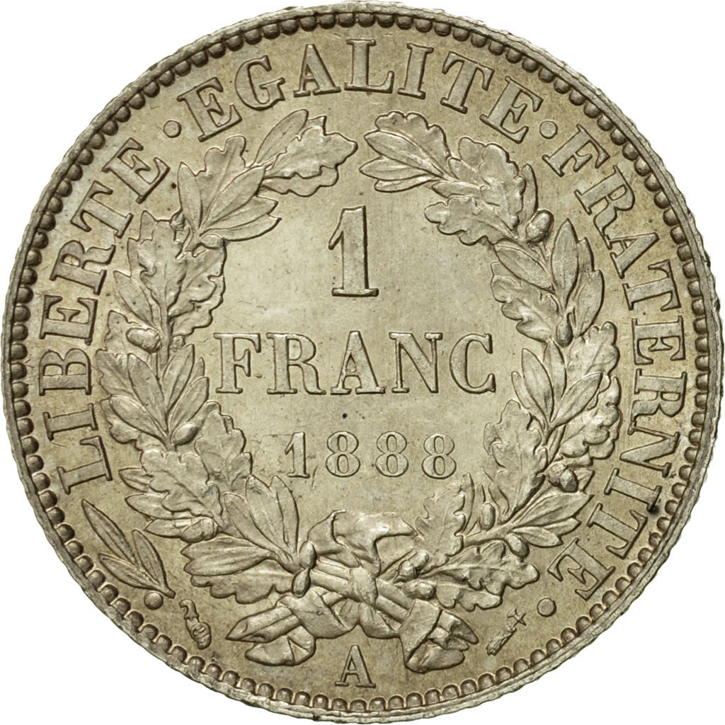 Coin, France, Cérès, Franc, 1888, Paris, MS(60-62), Silver, KM:822.1