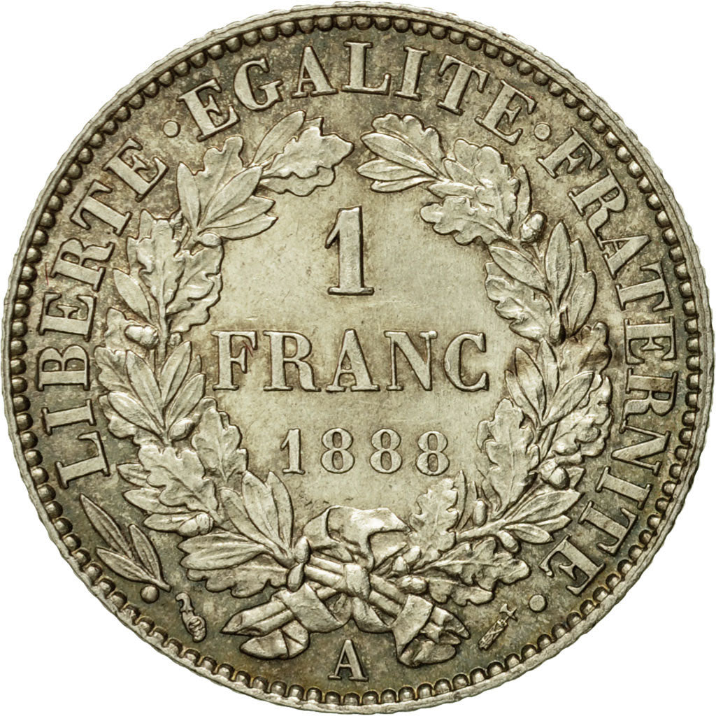 Coin, France, Cérès, Franc, 1888, Paris, MS(60-62), Silver, KM:822.1