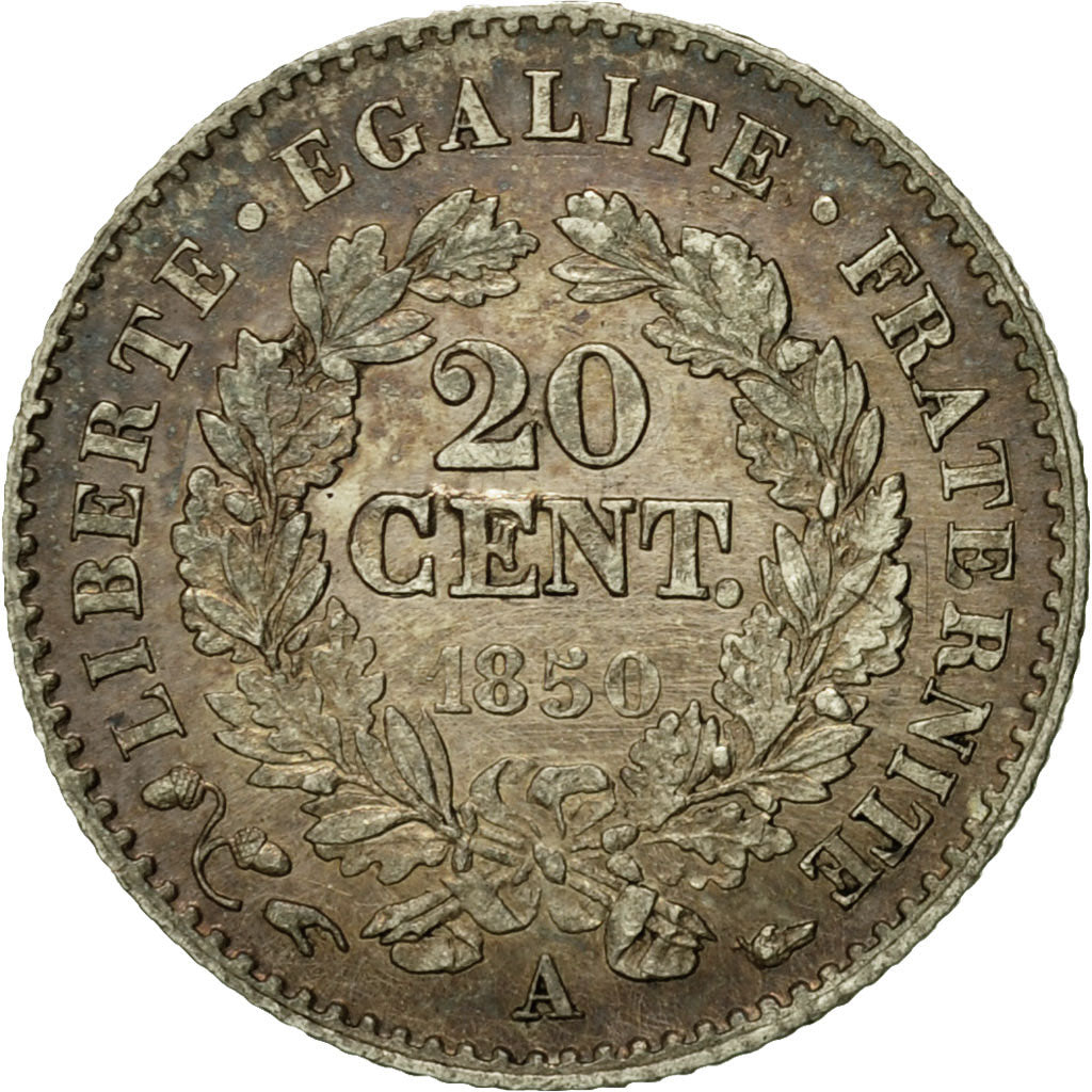 Moneta, Francia, Cérès, 20 Centimes, 1850, Paris, SPL, Argento, KM:758.1