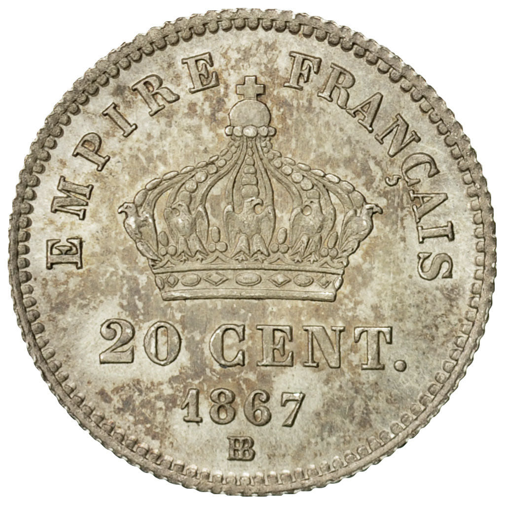 Coin, France, Napoleon III, 20 Centimes, 1867, Strasbourg, SPL (63), KM 808.2