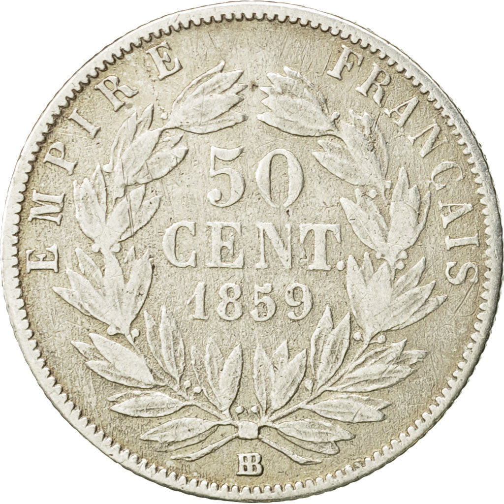 Münze, Frankreich, Napoleon III, 50 Centimes, 1859, Strasbourg, S+, KM 794.2