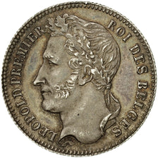 Münze, Belgien, Leopold I, 1/4 Franc, 1834, VZ, Silber, KM:8