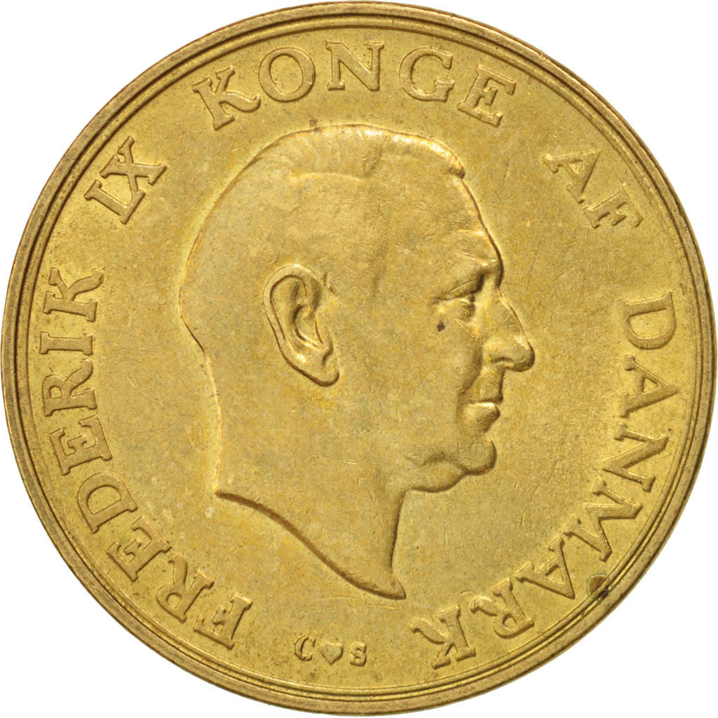 Coin, Denmark, Frederik IX, Krone, 1957, MS(60-62), Aluminum-Bronze, KM:837.2