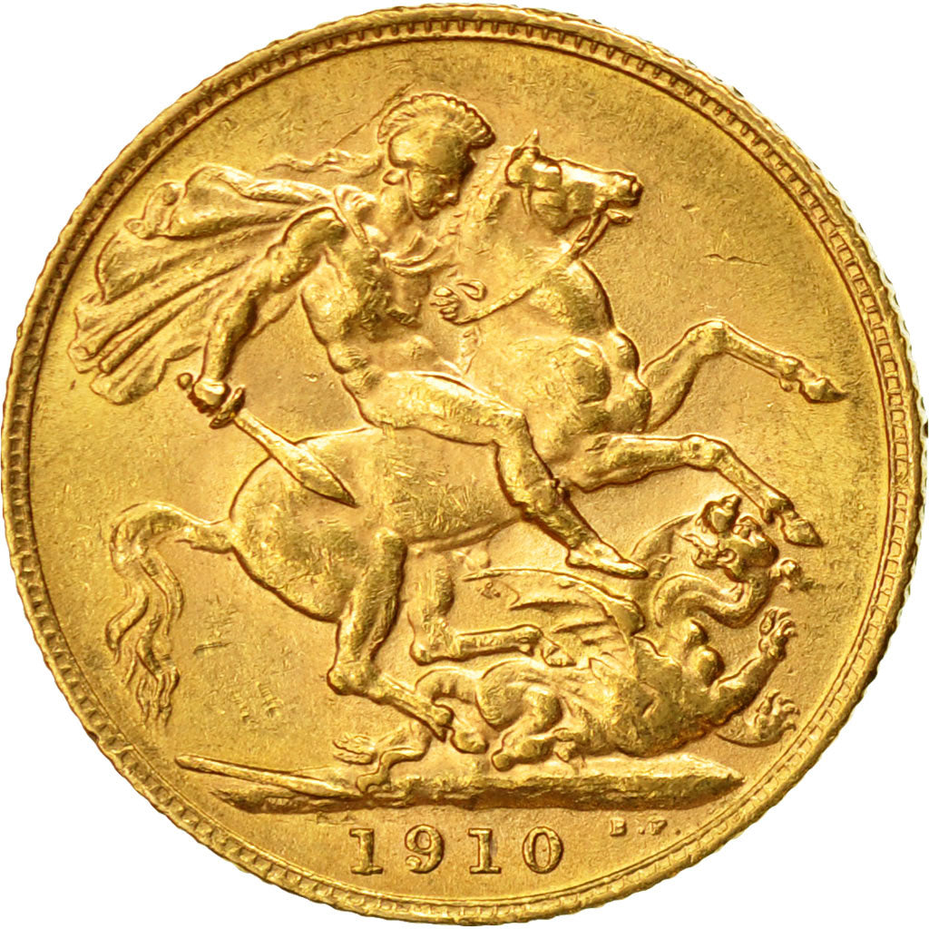 Coin, Great Britain, Edward VII, Sovereign, 1910, AU(50-53), Gold, KM:805