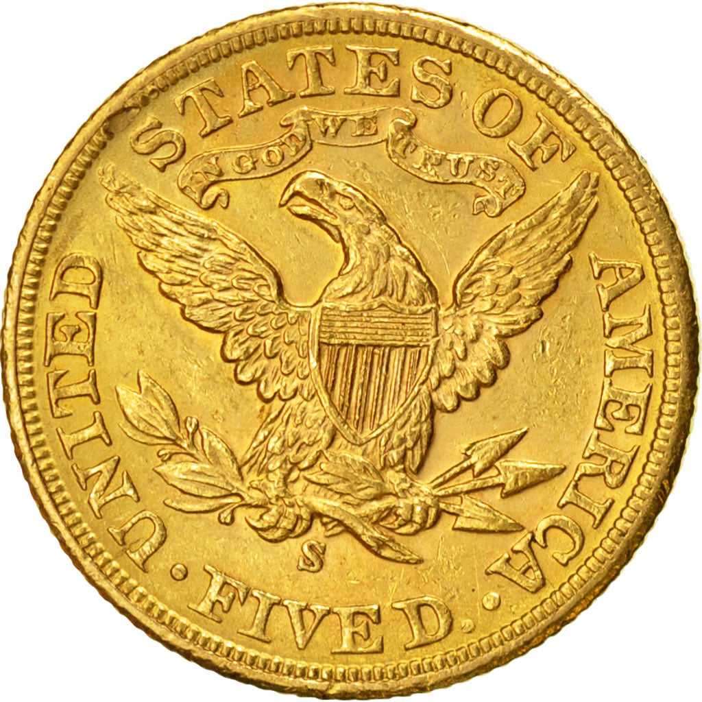 Coin, United States, Coronet Head, $5,1901,San Francisco,AU(50-53), Gold, KM 101