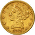 Coin, United States, Coronet Head, $5,1881, Philadelphia,AU(50-53), Gold, KM 101