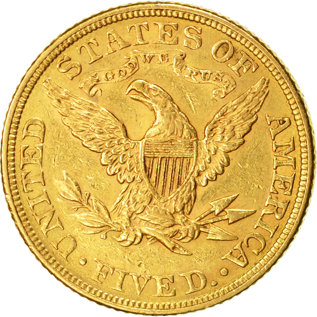 Coin, United States, Coronet Head, $5,1881, Philadelphia,AU(50-53), Gold, KM 101