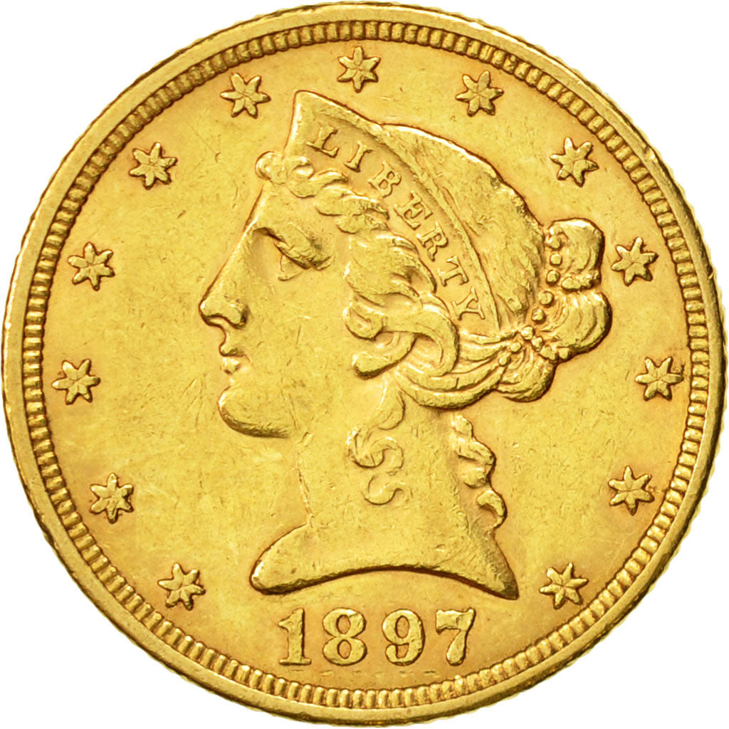 Moneta, Stati Uniti, Coronet Head, $5, 1897, Philadelphie, BB+, Oro, KM 101