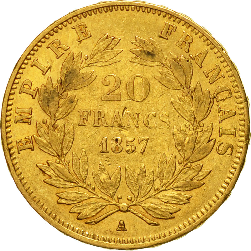 Moneta, Francia, Napoleon III, 20 Francs, 1857, Paris, BB+, Oro, KM 781.1