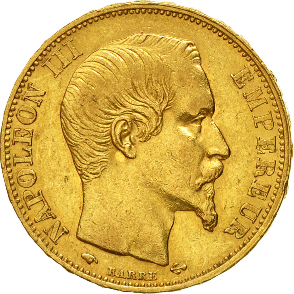 Coin, France, Napoleon III, 20 Francs, 1858, Paris, AU(50-53), Gold, KM 781.1