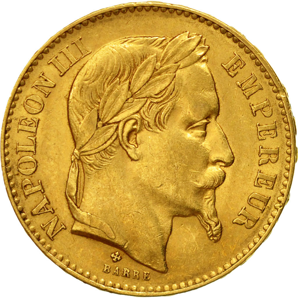 Münze, Frankreich, Napoleon III, 20 Francs, 1866, Strasbourg, SS+, Gold,KM 801.2