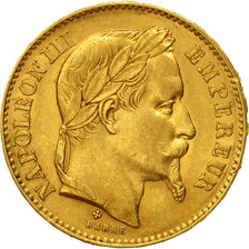 Münze, Frankreich, Napoleon III, 20 Francs, 1866, Strasbourg, SS+, Gold,KM 801.2