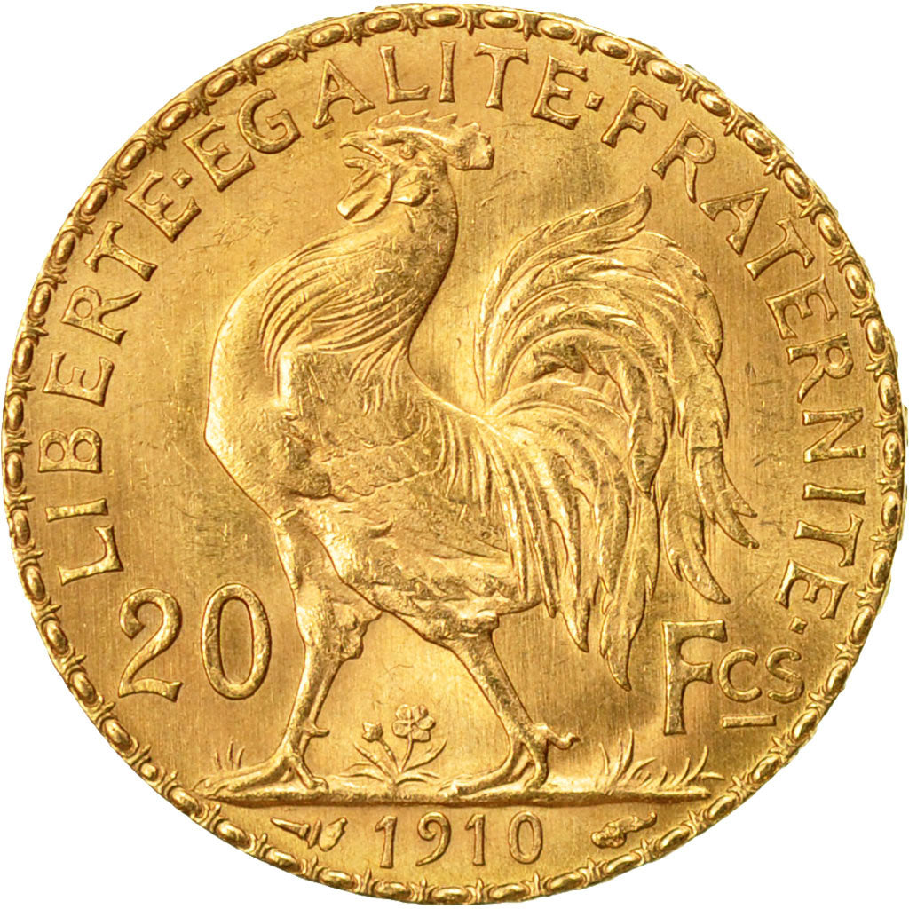 Moneta, Francia, Marianne, 20 Francs, 1910, SPL-, Oro, KM:857, Gadoury:1064a