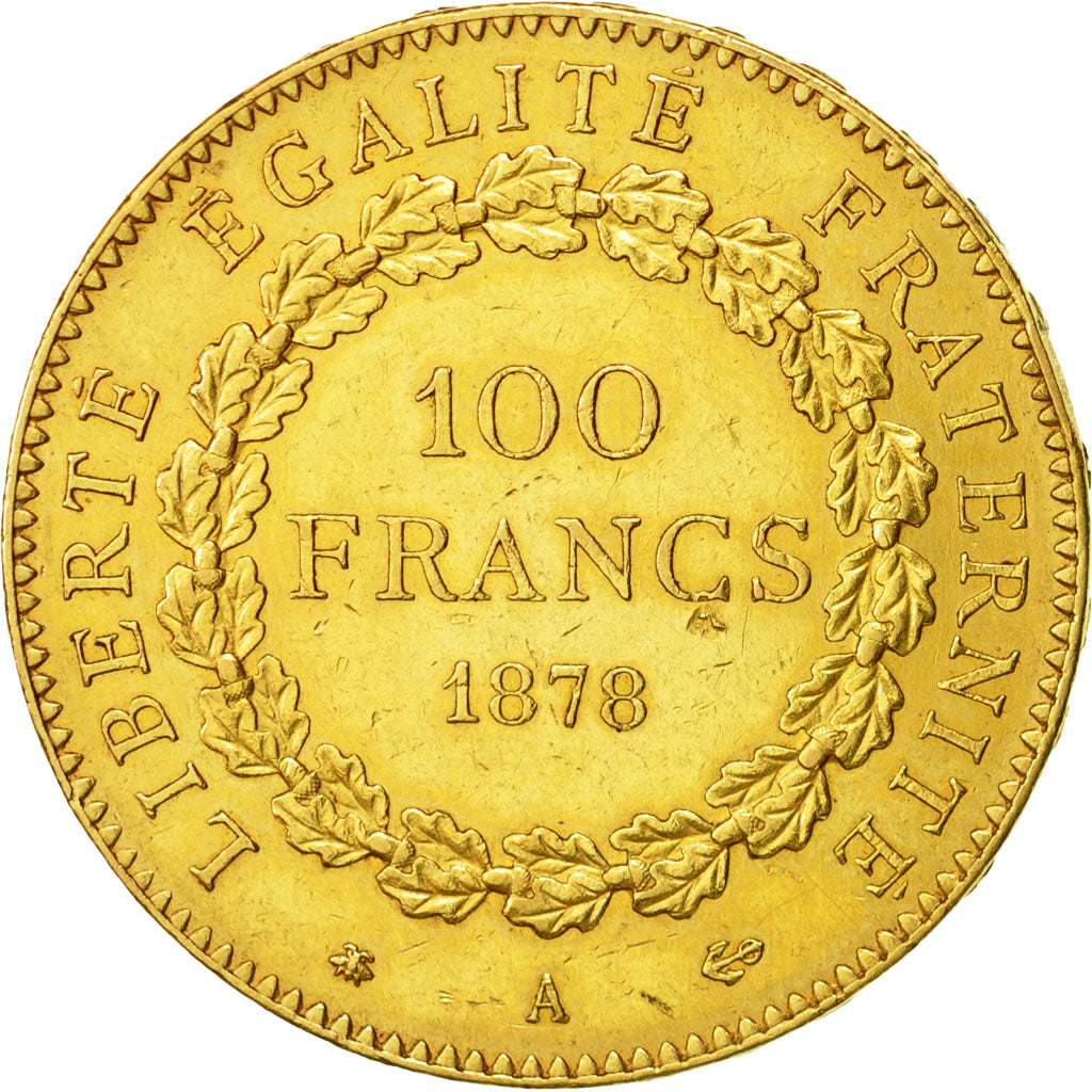 Moneta, Francia, Génie, 100 Francs, 1878, Paris, BB+, Oro, KM:832, Gadoury:1137